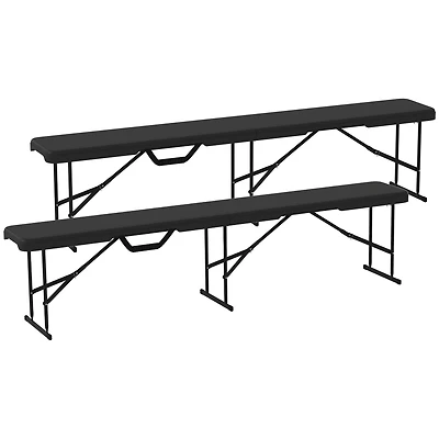 Outsunny 2 Pack 6 ft. Plastic Folding Benches,