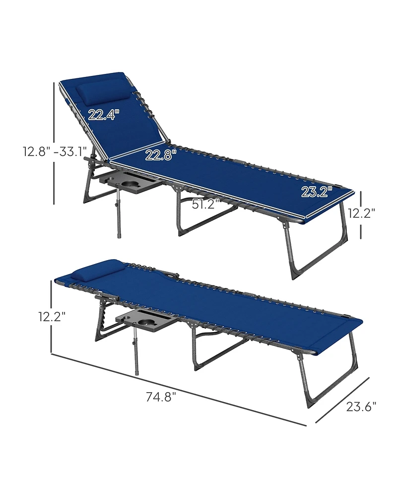 Outsunny Folding Chaise Lounge ning Chair w/ Adjustable Back
