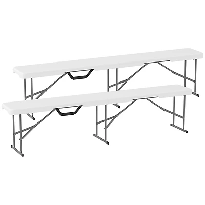 Outsunny 2 Pack 6 ft. Plastic Folding Benches,