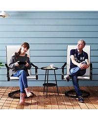 Outsunny Patio Swivel Chairs Set of 2, High Back Dining