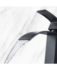 Waterfall Spout Bathroom Faucet,Single Handle Bathroom Vanity Sink Faucet