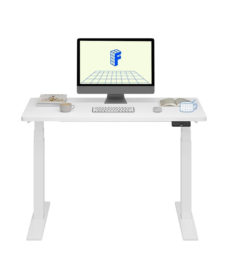 Flexispot E7-commercial 48 W Electric Adjustable Standing Desk, Rectangular Chipboard Top and Base , All White