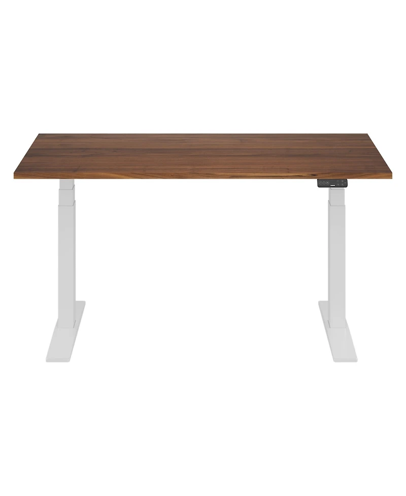 Flexispot E7-commercial 60 W Electric Adjustable Standing Desk, Black Walnut Top, White Base
