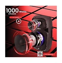 SereneLife 10-Inch Bluetooth Pa Speaker System with Usb, Fm Radio & Recording, 700W