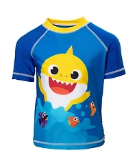 Baby Shark Toddler Boys Pinkfong Shark Rash Guard and Swim Trunks Outfit Set