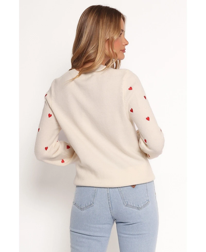Petal and Pup Women's Xadie All Over Mini Heart Sweater