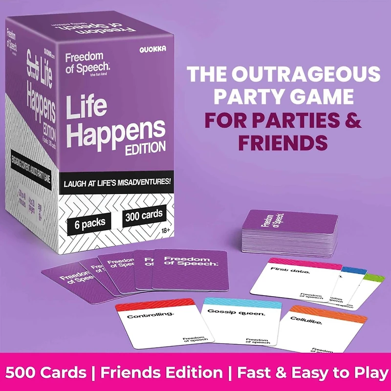 Quokka Freedom of Speech Card Board Game - Life Happens & Modern Edition for kids 8-12 and adults