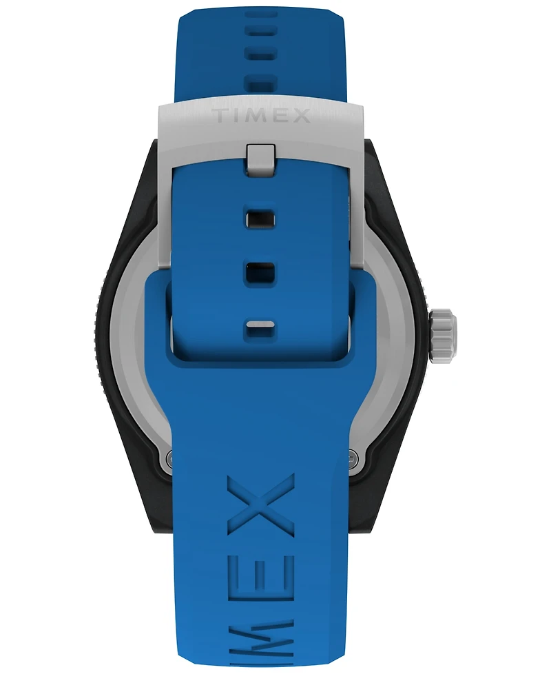 Timex Men's Quartz Analog Blue Rubber Watch, 43mm