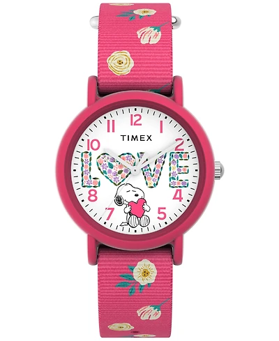 Timex Women's Quartz Analog Pink Nylon Watch, 34mm