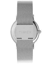 Timex Women's Quartz Analog Silver-Tone Stainless Steel Watch, 34mm