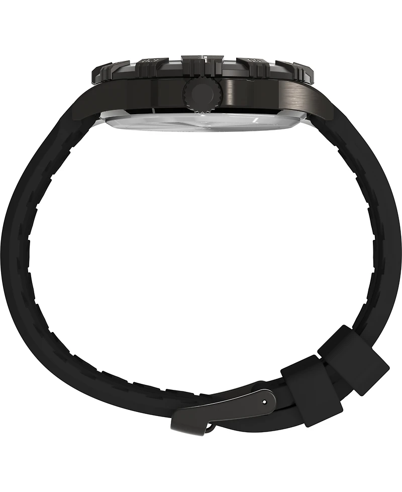 Timex Men's Quartz Analog Black Silicone Watch, 45mm