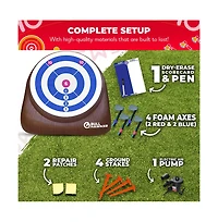 Bull Hawker | Giant Axe Darts (Over 6ft Tall) w/ 15+ Games | Axe Throwing Game for Backyard w/ Air Pump | Carnival Game