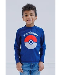 Pokemon Boys Pikachu Upf 50+ Rash Guard Swim Shirt to