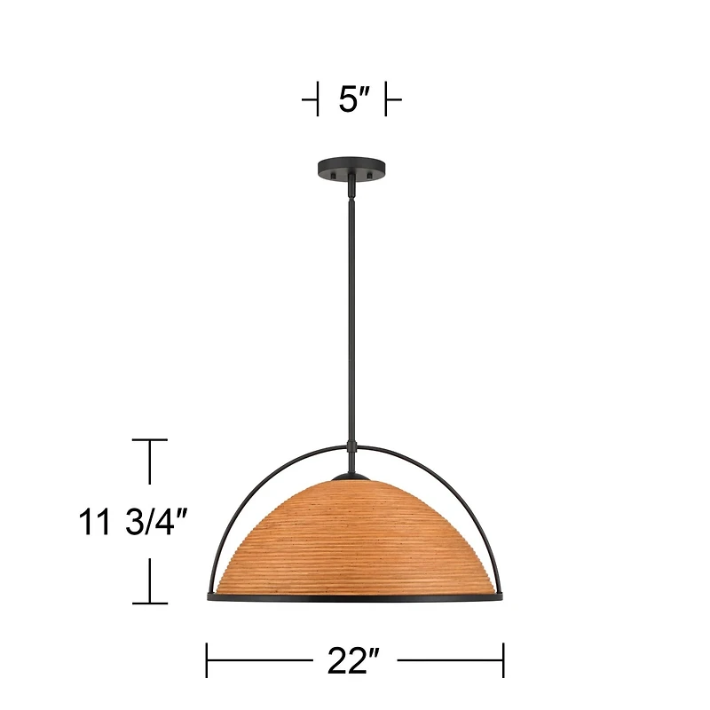 William 22" Modern Coastal Tropical 4-Light Pendant Chandelier Ceiling Light Fixture Dining Room Over Table Kitchen Island Foyer Hanging Black Fi