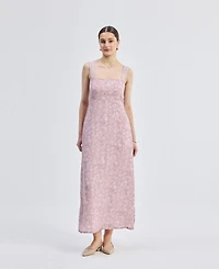 Reistor Women's Perfect Floral Maxi with Tapered Straps Pink