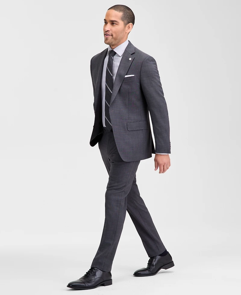 Ted by Baker Men's Modern-Fit Charcoal Birdseye Wool-Blend Suit Separate Jacket