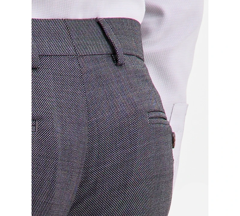 Ted by Baker Men's Modern-Fit Stretch Charcoal Birdseye Wool-Blend Suit Separate Pants