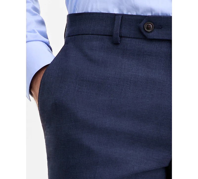 Ted by Baker Men's Modern-Fit Stretch Blue Sharkskin Wool-Blend Suit Separate Pants
