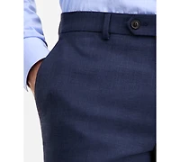 Ted by Baker Men's Modern-Fit Stretch Blue Sharkskin Wool-Blend Suit Separate Pants