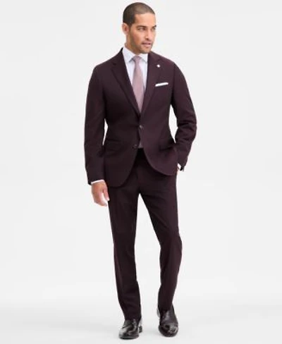 Ted By Ted Baker Mens Modern Fit Stretch Bordeaux Wool Blend Suit Separates