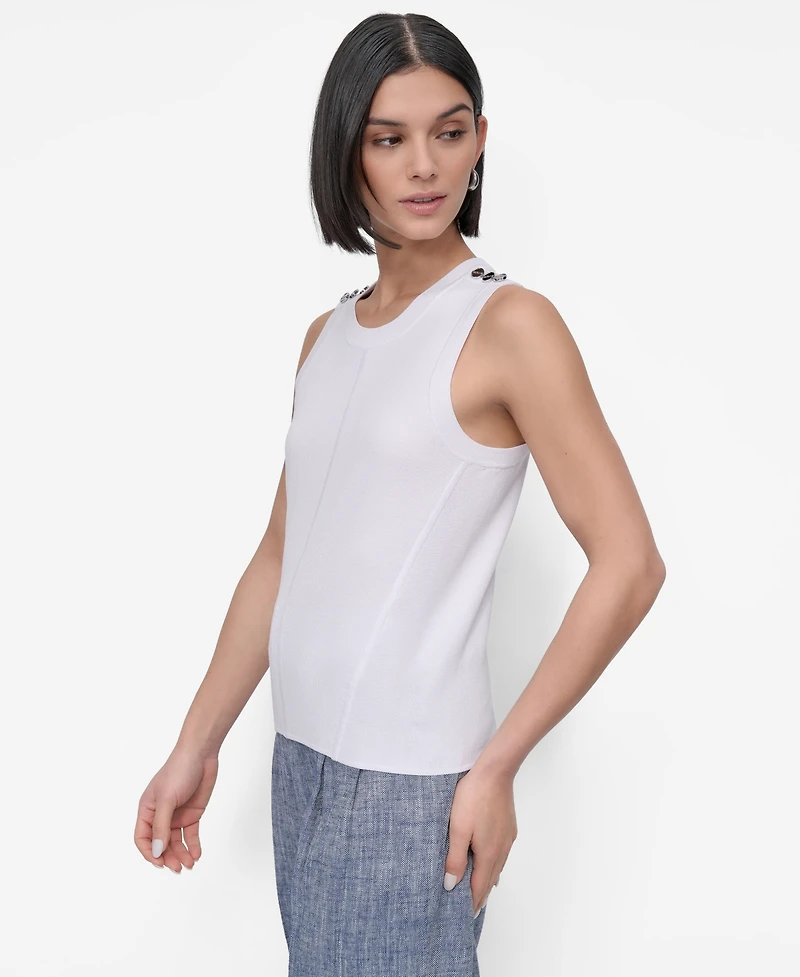 Dkny Petite Crewneck Sleeveless Top