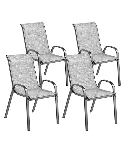 Outsunny Set of 4 Patio Dining Chairs, Stackable Outdoor Chairs,