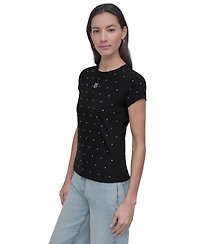 Dkny Jeans Petite Rhinestone-Embellished T-Shirt