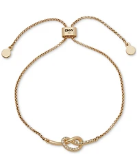 Dkny Gold-Tone Pave Knot Accent Slider Bracelet