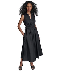 Calvin Klein Women's Cotton Drawstring Sleeveless Midi Dress