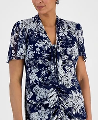 Connected Women's Shirred-Front Short-Sleeve Sheath Dress