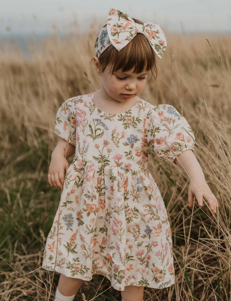 Purebaby Baby Girls Linen Blend Dress & Headband Set
