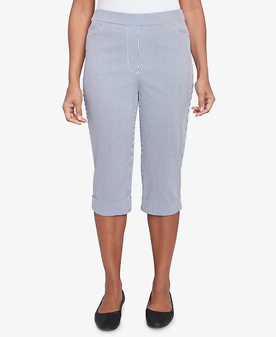Alfred Dunner Petite Land of The Free Striped Cuffed Clamdigger Pants