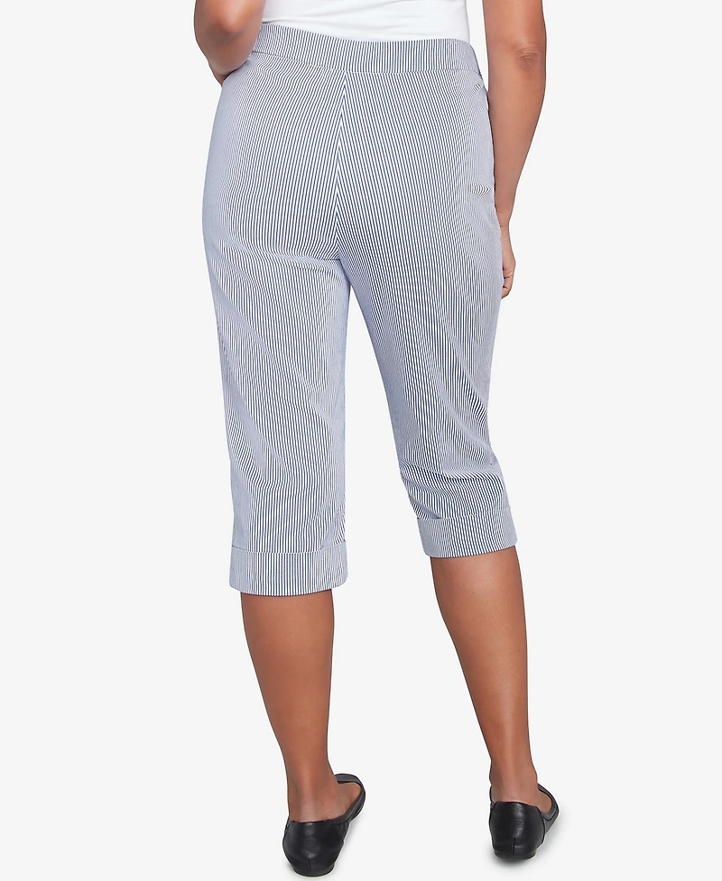 Alfred Dunner Petite Land of The Free Striped Cuffed Clamdigger Pants