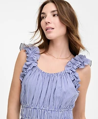 Robbie Bee Women's Ruffled A-Line Sleeveless Midi Dress