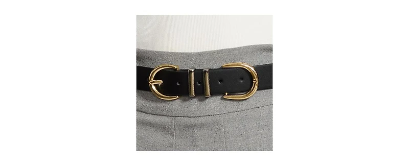 Steve Madden Topstitched Textured Polyurethane Belt