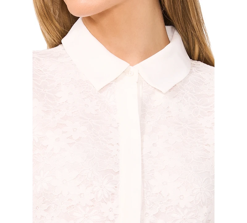 CeCe Women's Lace Short-Sleeve Shirt