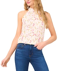CeCe Women's Floral-Print Cutaway Halter Tank