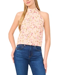 CeCe Women's Floral-Print Cutaway Halter Tank