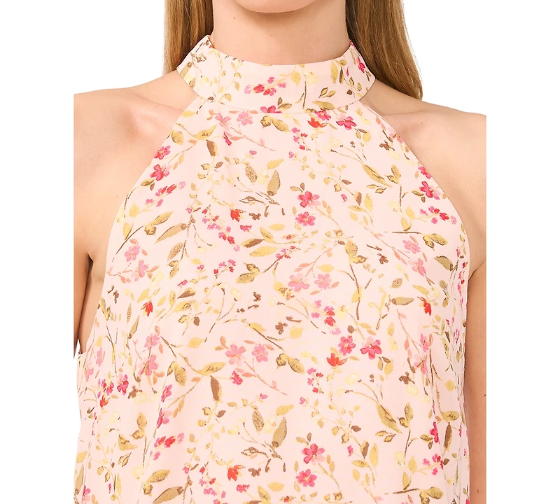 CeCe Women's Floral-Print Cutaway Halter Tank