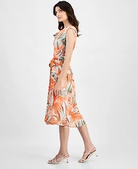 Kasper Women's Printed Cowl-Neck Chiffon Dress