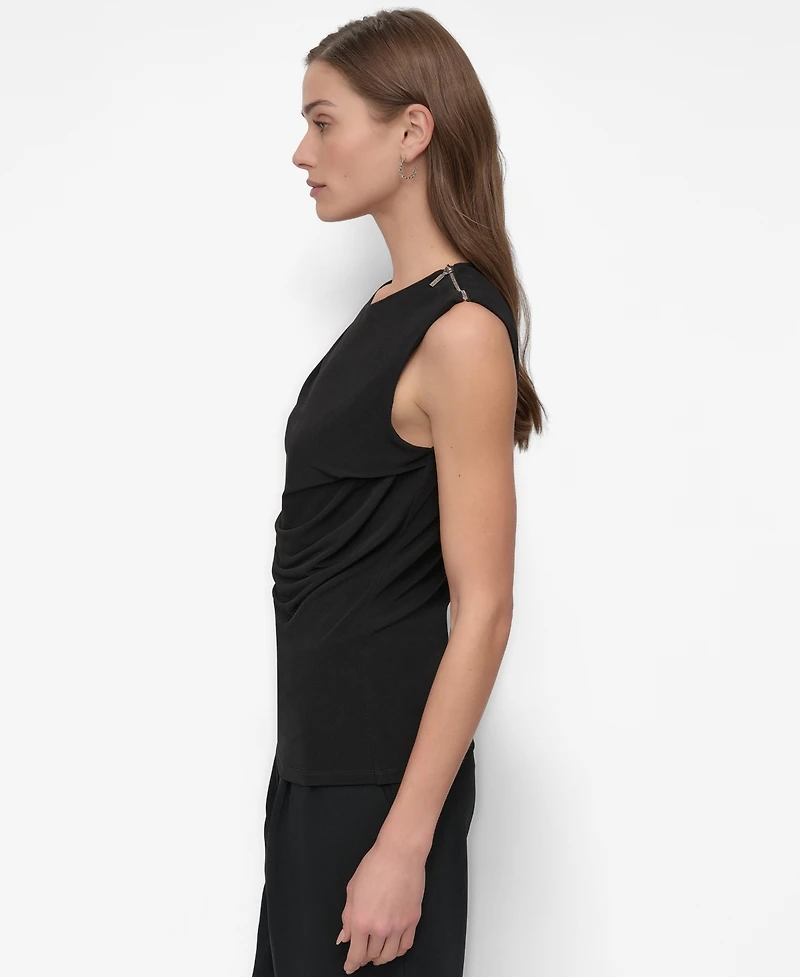 Dkny Petite Draped Sleeveless Top