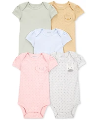 Carter's Baby Girl Printed Animal Short-Sleeve Bodysuits, 5 Pack