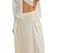 Free People Women's Katia Cotton Side-Ruched Maxi Skirt