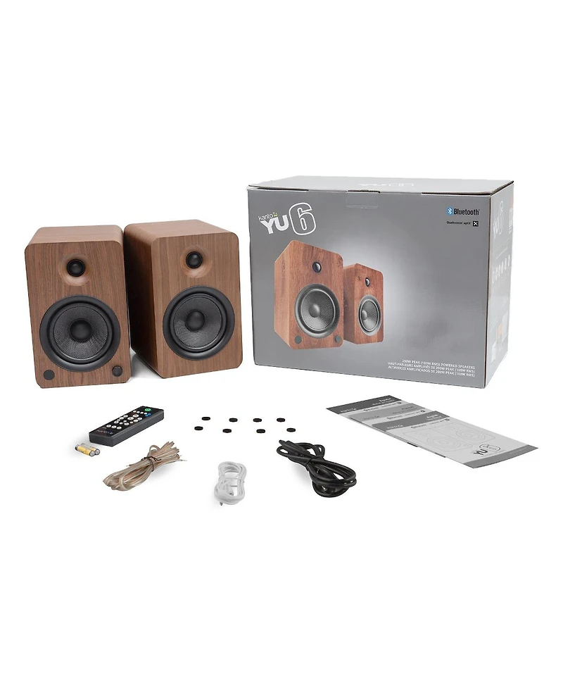 Kanto YU6 Powered Bookshelf Speakers with SE6 Elevated Desktop Speaker Stands