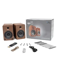 Kanto YU6 Powered Bookshelf Speakers with SE6 Elevated Desktop Speaker Stands