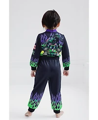 Monster Jam Toddler Boys Grave Digger French Terry Racing Zip Up Coverall to