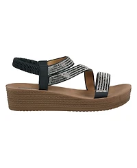 Gc Shoes Women's Ruby Embellished Cross Strap Wedge Sandals