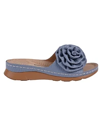 Gc Shoes Women's Honey Flower Rosette Flat Sandals