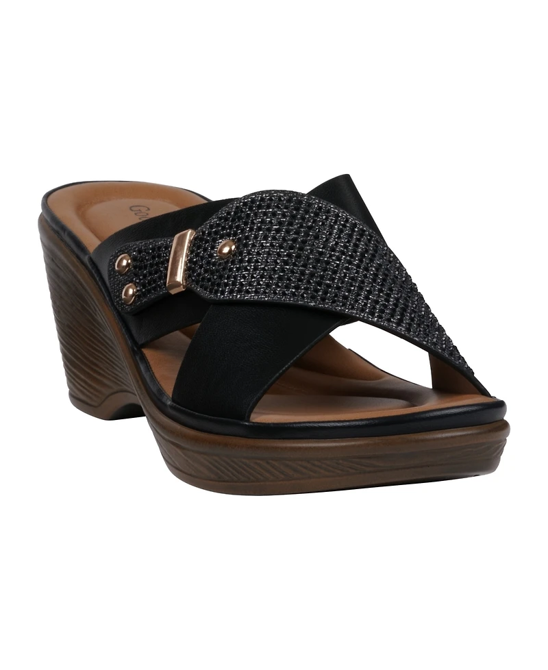 Gc Shoes Women's Ash Crisscross Wedge Sandals