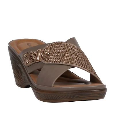 Gc Shoes Women's Ash Crisscross Wedge Sandals